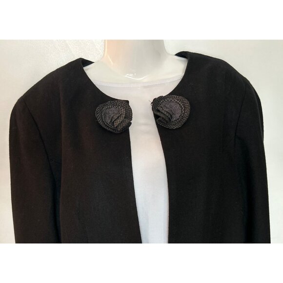 Coldwater Creek Women Black Open-Front Blazer Fully Lined Wool Blend Size 14 - Picture 2 of 7